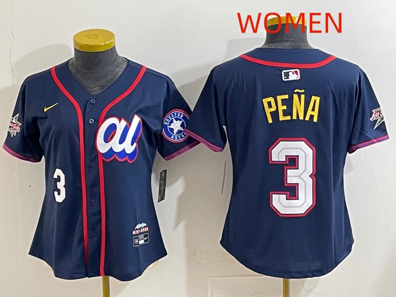 Women 2025 Houston Astros #3 Pena dark Blue All star Nike MLB Jersey style 014
